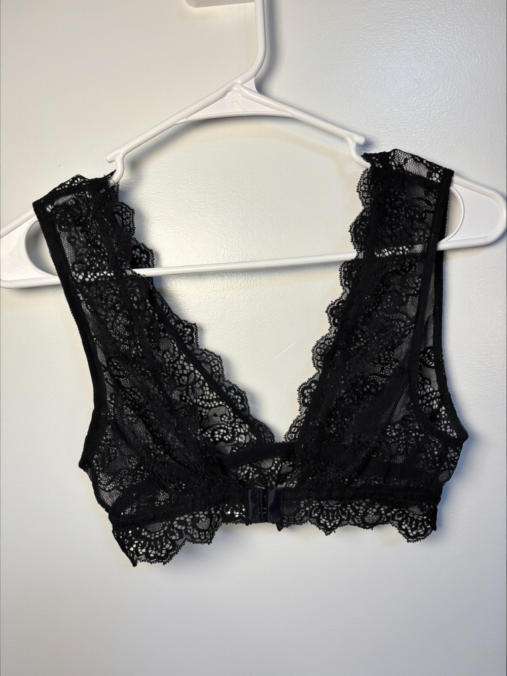 Revolve Brand Only Hearts Black Lace Bralette with Scalloped Trim
